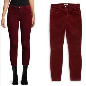 L'AGENCE Margot High Rise Skinny Corduroy Jeans Burgundy Wine